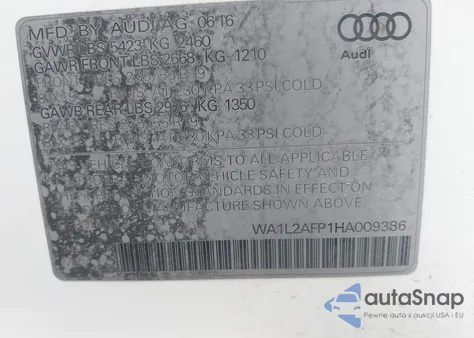 2017 Audi Q5 2.0T Premium z USA, uszkodzony, nr VIN WA1L2AFP1HA009386